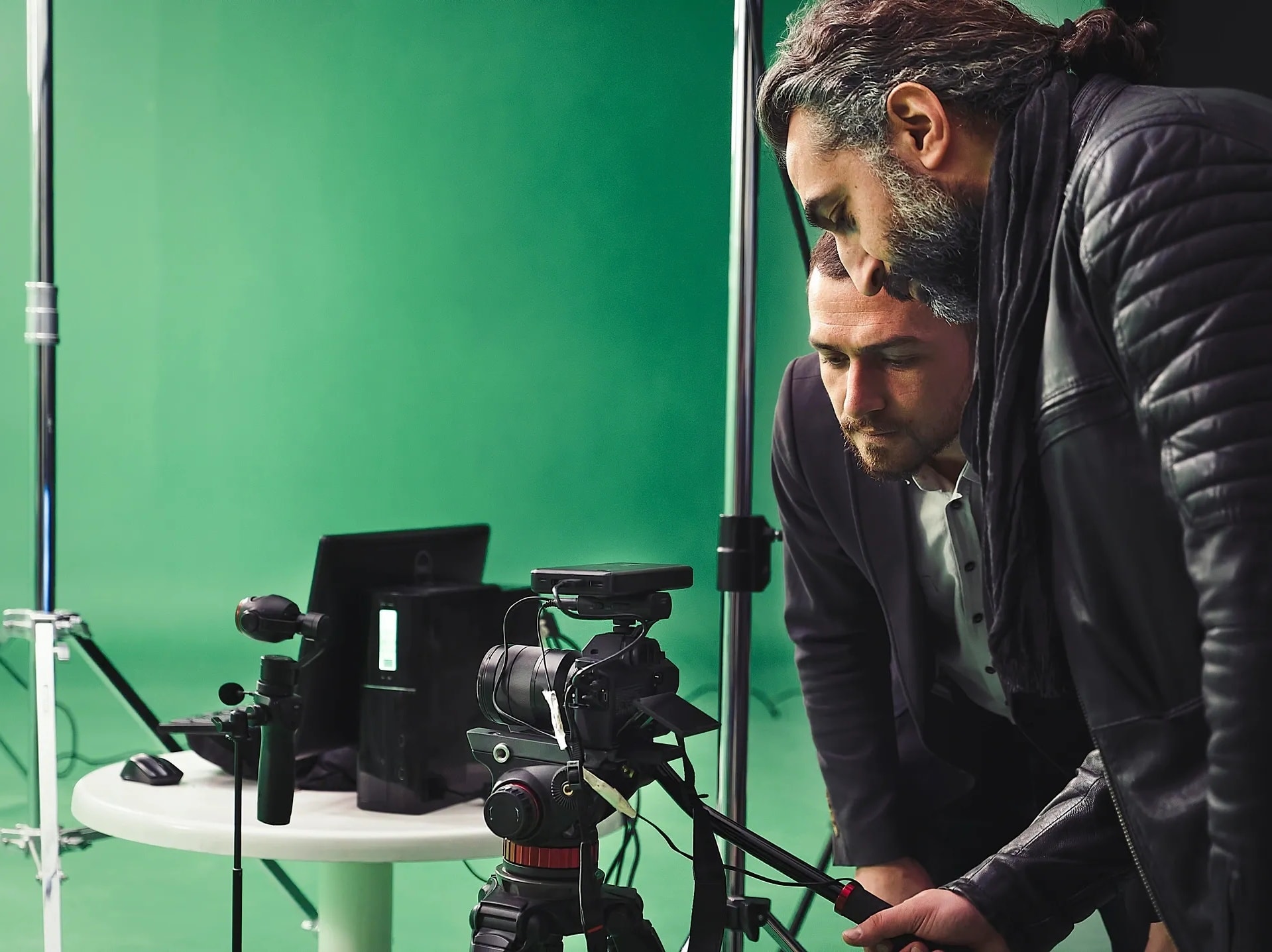 Film production crew working behind the scenes